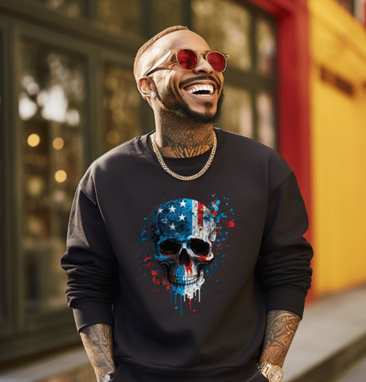 Skull Flag/ Patriotic Crewneck - Creations by Stephanie