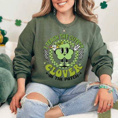 I Teach The Cutest Clover Crewneck - Creations by Stephanie