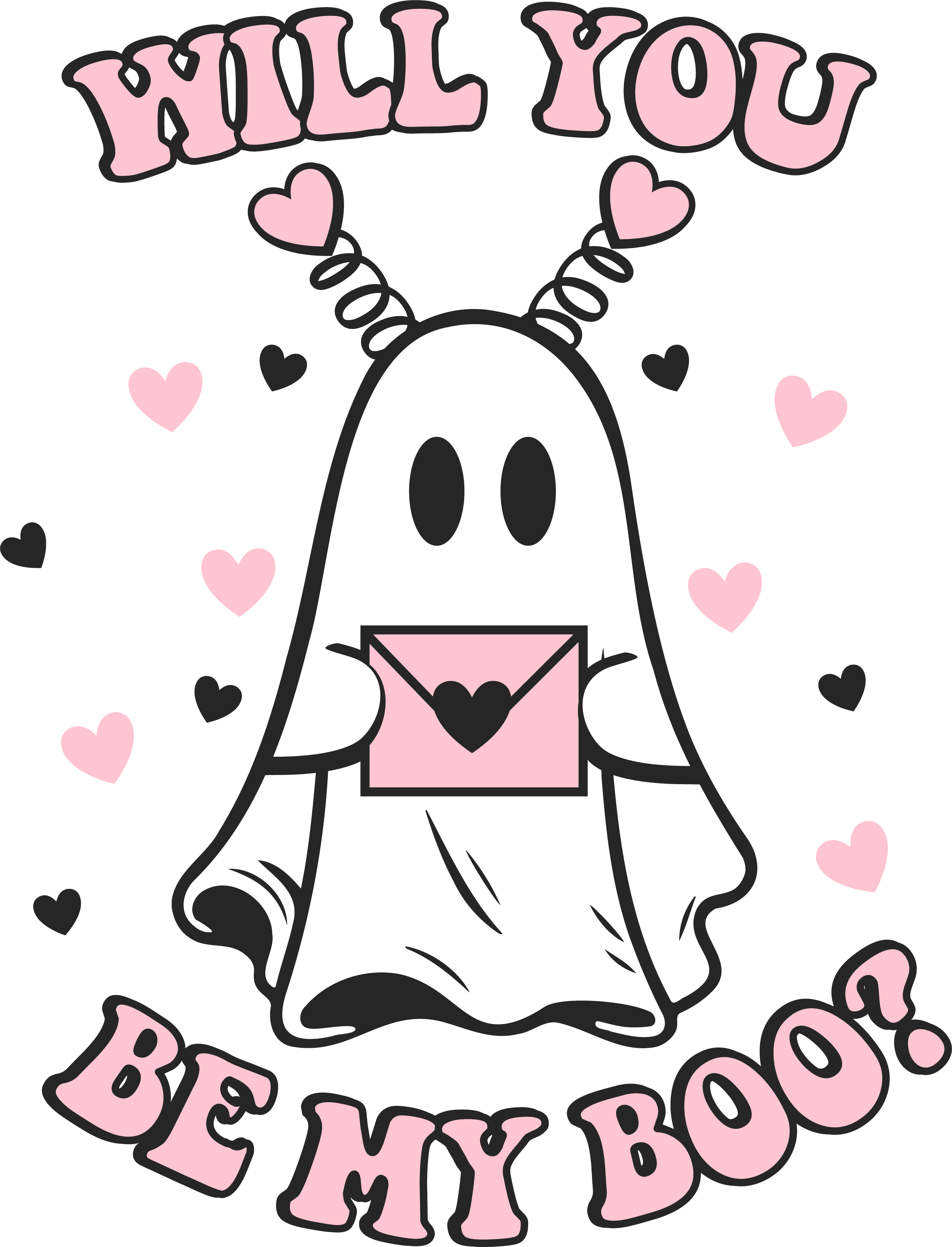 Be My Boo Valentines Day Ghost DTF Transfers - Creations by Stephanie