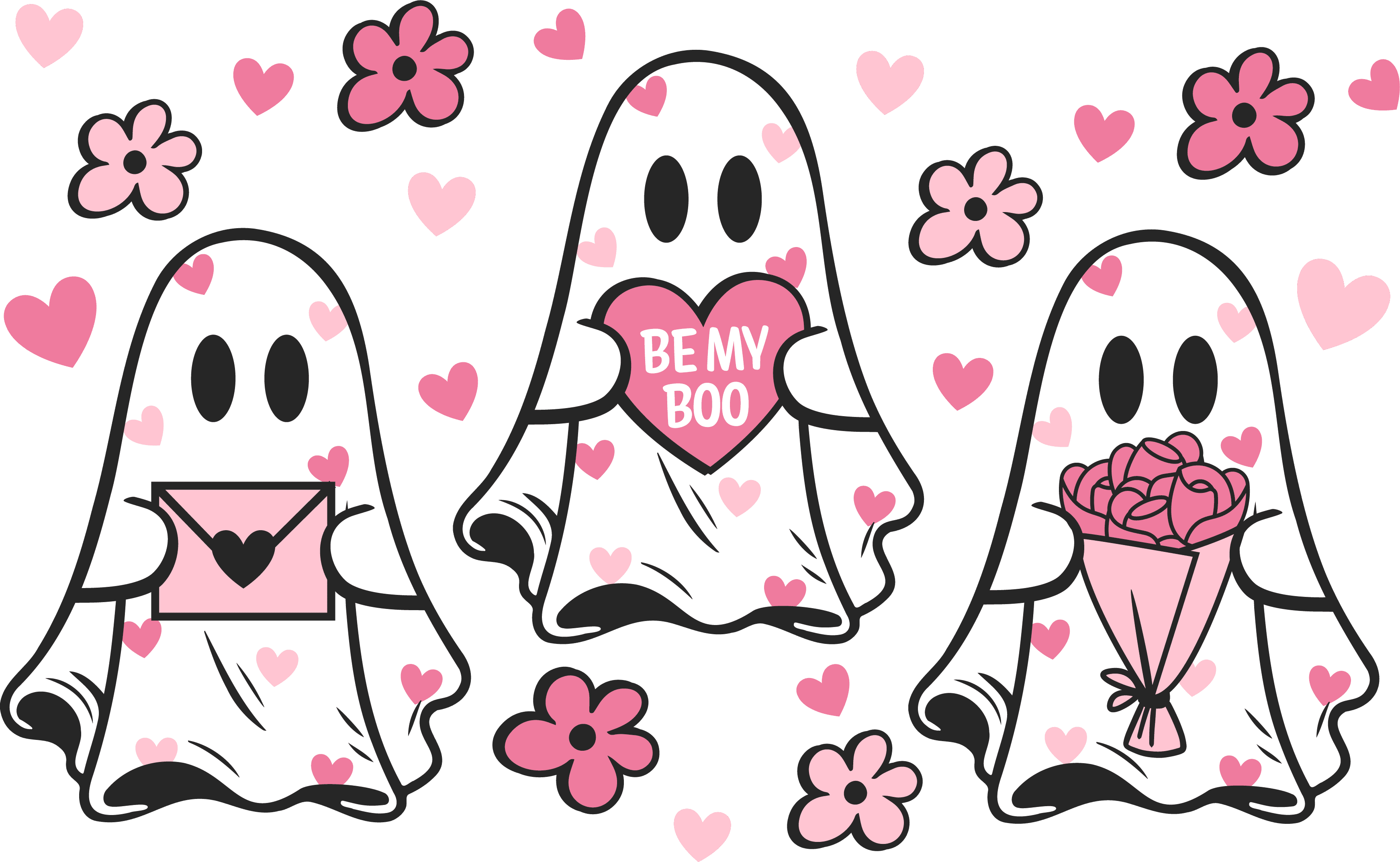 Be My Boo Valentines Day Ghost DTF Transfers - Creations by Stephanie