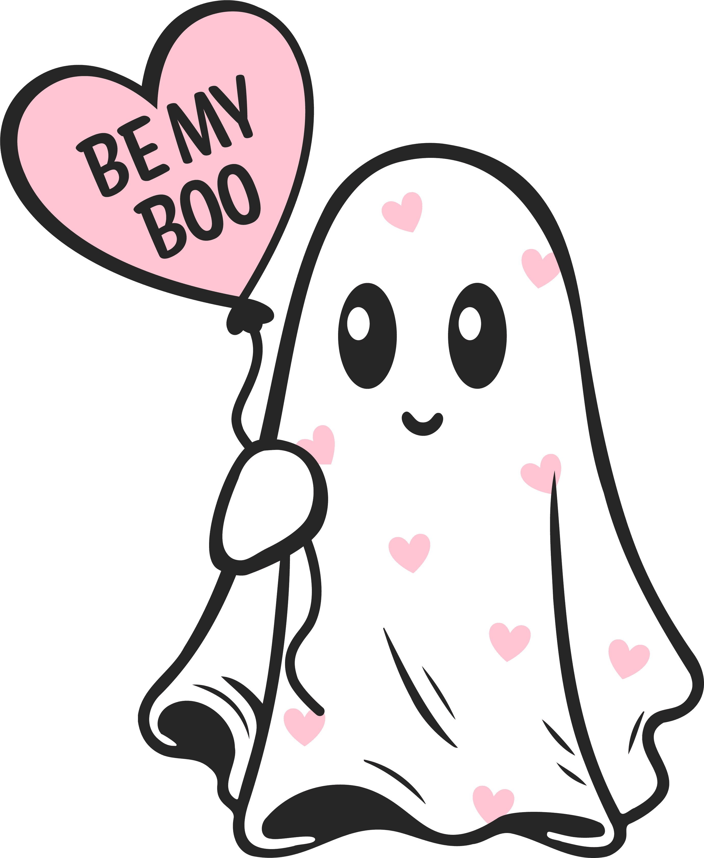 Be My Boo Valentines Day Ghost DTF Transfers - Creations by Stephanie