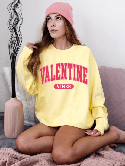 Valentine's Day Comfort Color Womens Crewneck Sweatshirt. - Creations by Stephanie