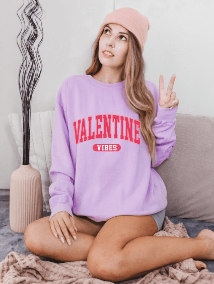 Valentine's Day Comfort Color Womens Crewneck Sweatshirt. - Creations by Stephanie