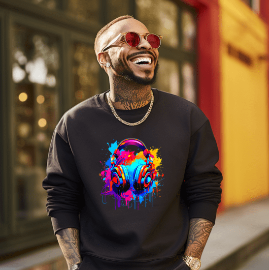 Graffiti Headphone Crewneck - Creations by Stephanie