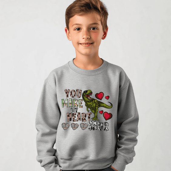 You Make My Heart Saur Valentines Day Crewneck - Creations by Stephanie