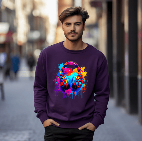 Graffiti Headphone Crewneck - Creations by Stephanie