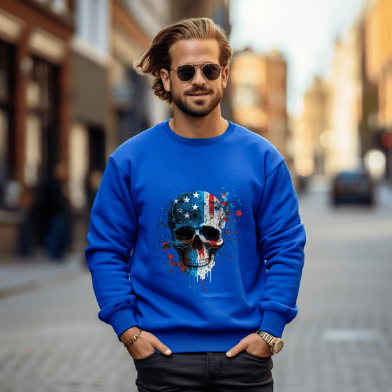 Skull Flag/ Patriotic Crewneck - Creations by Stephanie