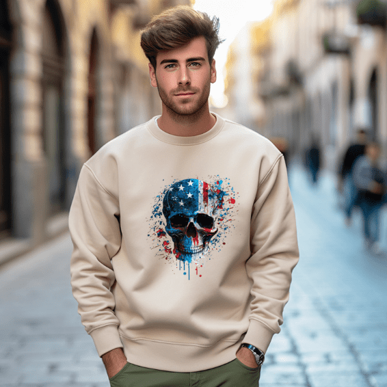 Skull Flag/ Patriotic Crewneck - Creations by Stephanie