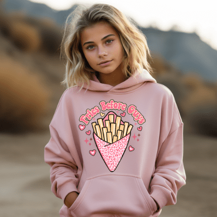 Valentines Day Fries Before Guys Hoodie - Creations by Stephanie