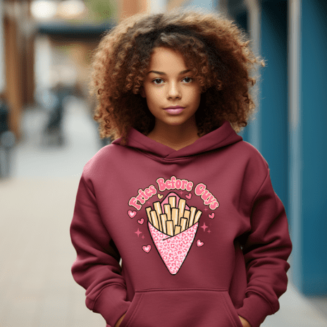 Valentines Day Fries Before Guys Hoodie - Creations by Stephanie