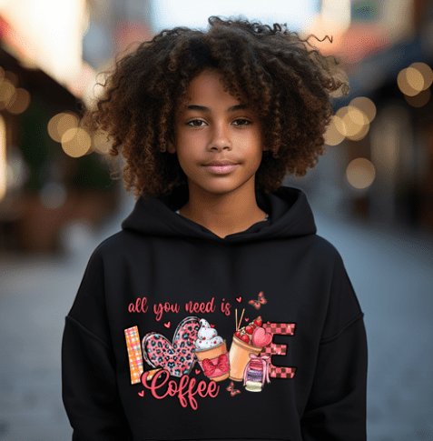 Valentines Day All you need is love of coffee Hoodie. - Creations by Stephanie