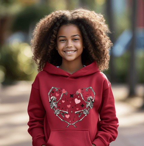 Valentines Day Skeleton Love hoodie. - Creations by Stephanie