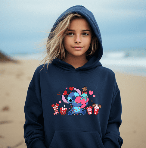 Stitch Valentines Day Hoodie - Creations by Stephanie