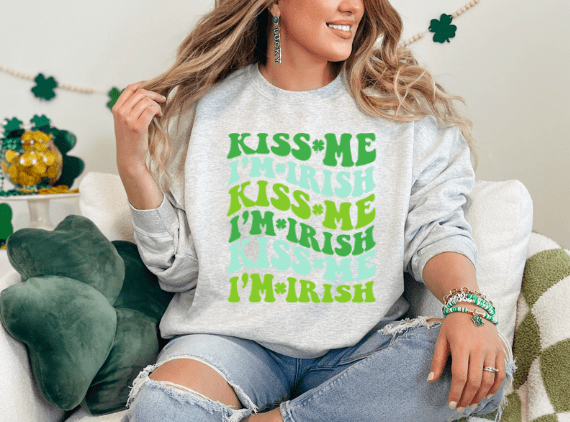 St. Patrick's Day Kiss Me I'm Irish Crewneck - Creations by Stephanie