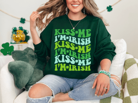 St. Patrick's Day Kiss Me I'm Irish Crewneck - Creations by Stephanie