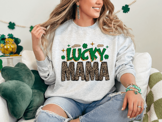 St. Patrick's Day Lucky MAMA Crewneck - Creations by Stephanie