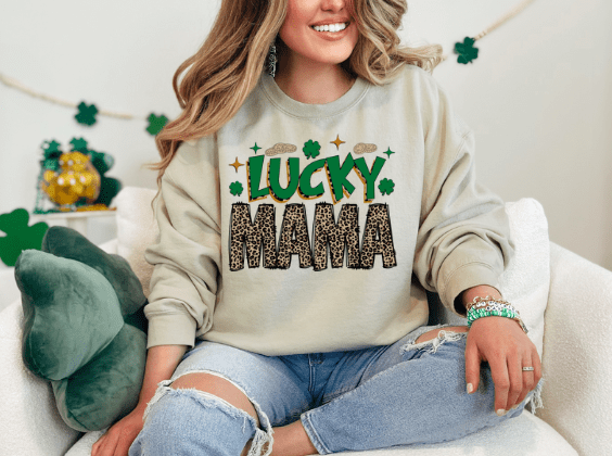 St. Patrick's Day Lucky MAMA Crewneck - Creations by Stephanie