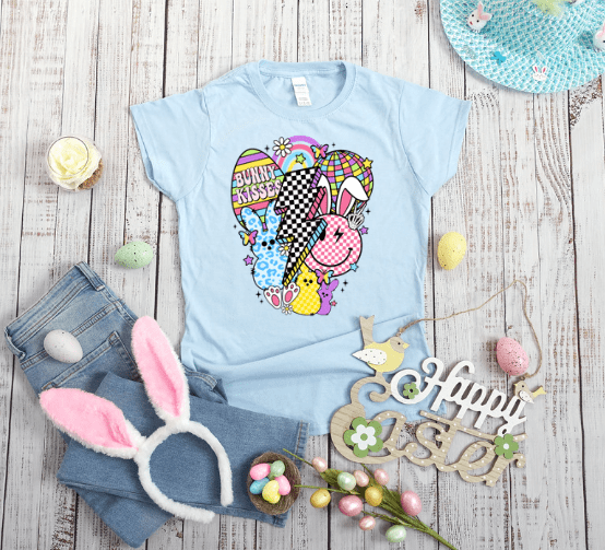 Easter Retro Bunny Kisses T-shirt - Creations by Stephanie