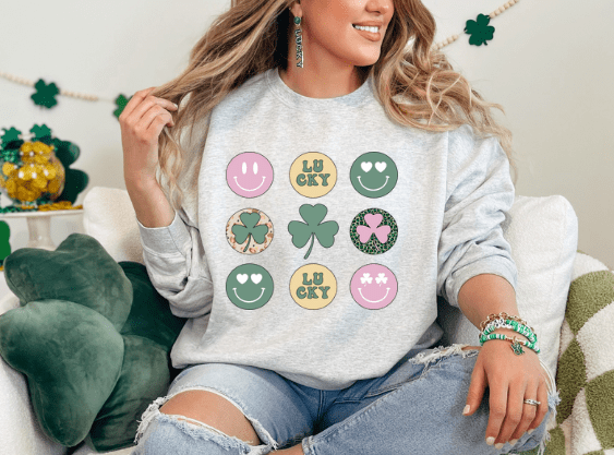 Retro St. Patrick's Day Clover Crewneck - Creations by Stephanie