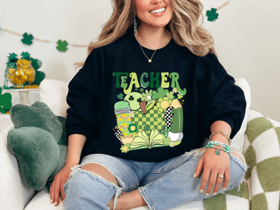 Retro St. Patrick's Day Teacher Crewneck - Creations by Stephanie