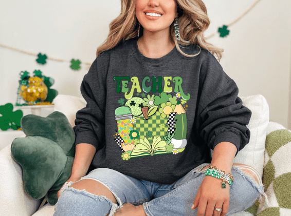 Retro St. Patrick's Day Teacher Crewneck - Creations by Stephanie