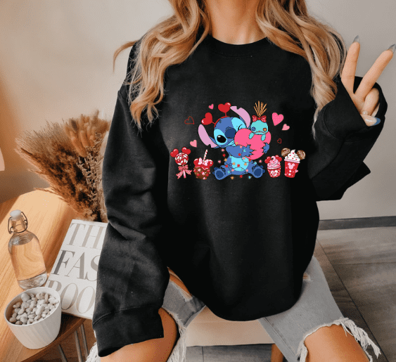 Stitch Valentines Day Crewneck - Creations by Stephanie