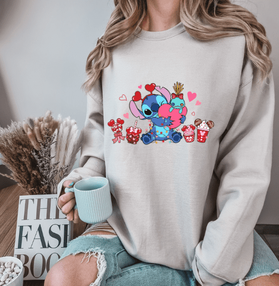 Stitch Valentines Day Crewneck - Creations by Stephanie