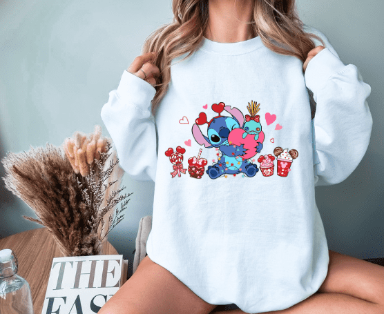 Stitch Valentines Day Crewneck - Creations by Stephanie