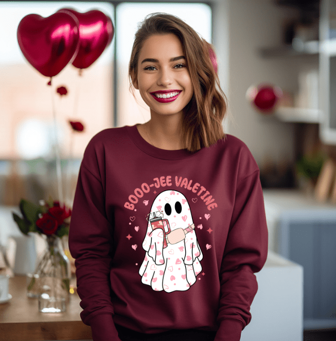 Valentines Day Booo-Jee Crewneck - Creations by Stephanie