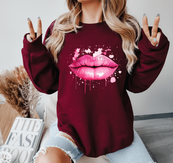 Graphic Lips Crewneck - Creations by Stephanie